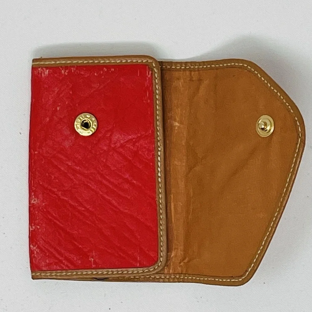 Fendi Red Brown Leather Envelope 6 Key Chain for Women, Logo Accent, 4x2.5in